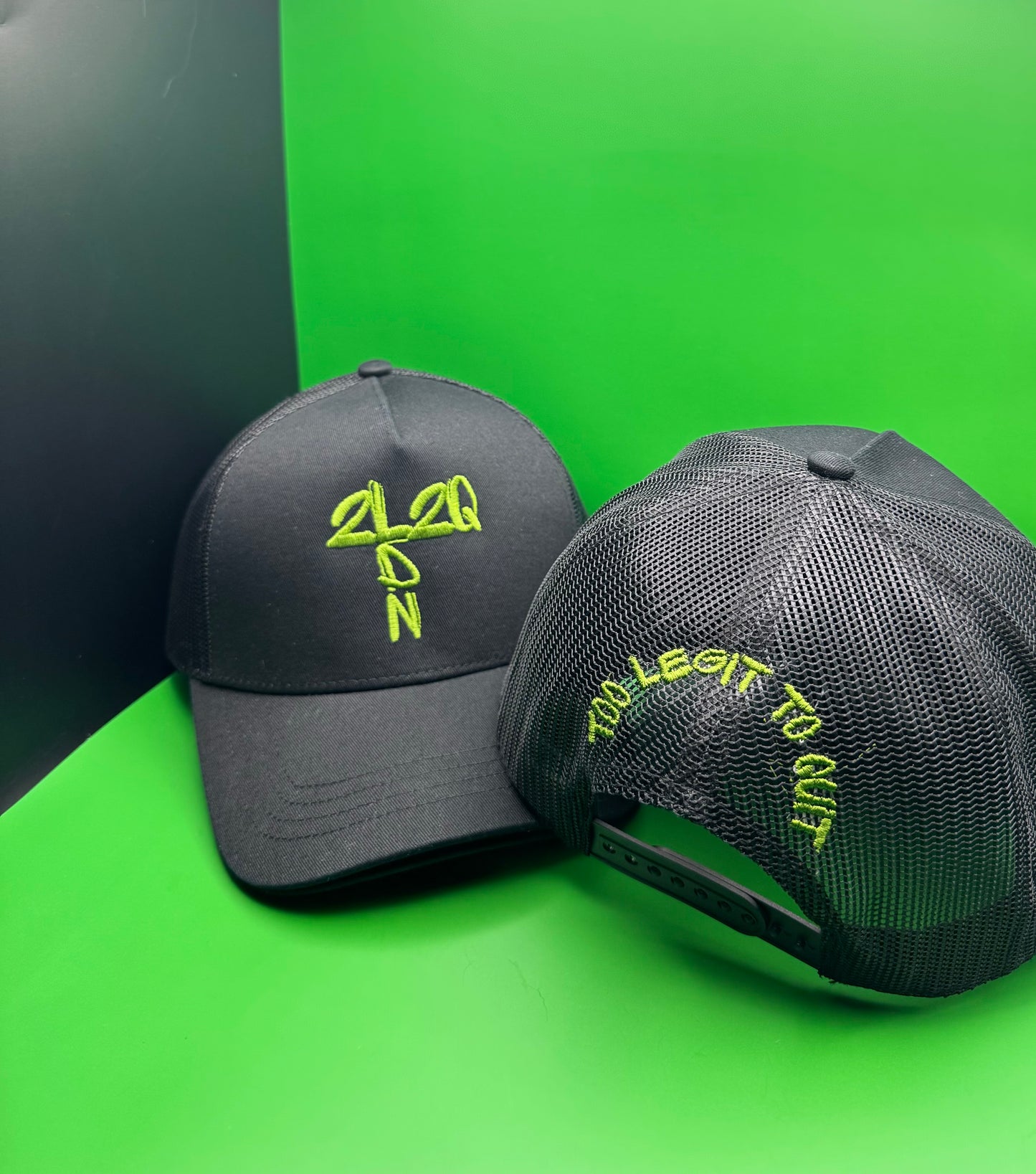 2L2Q LDN Black-Green Trucker Hat